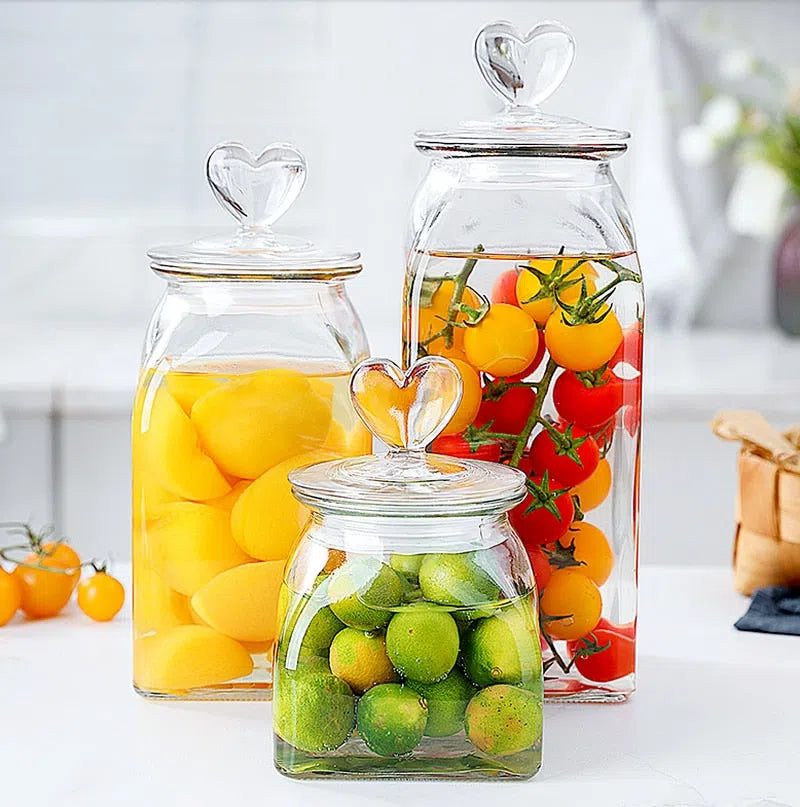 Pote de Vidro Hermético Love - 660ml , 1400ml ou 2000ml-Kasamô