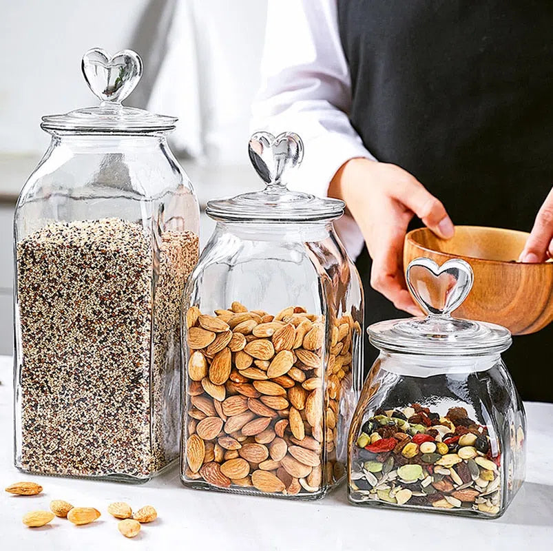 Pote de Vidro Hermético Love - 660ml , 1400ml ou 2000ml-Kasamô