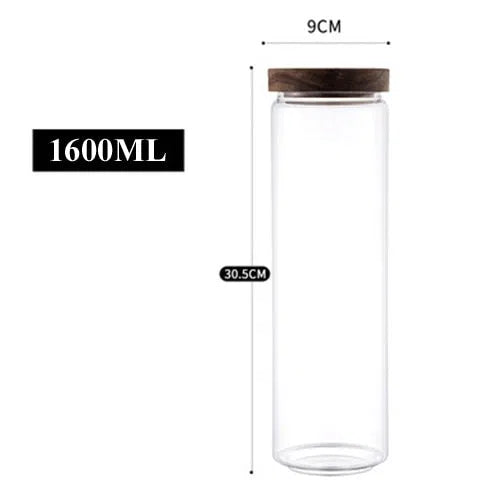 Pote de Vidro com Tampa Hermética em Madeira-Kasamô