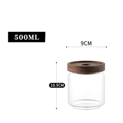 Pote de Vidro com Tampa Hermética em Madeira-Kasamô