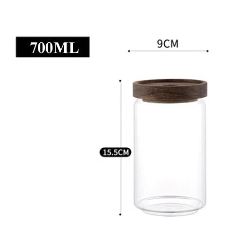 Pote de Vidro com Tampa Hermética em Madeira-Kasamô