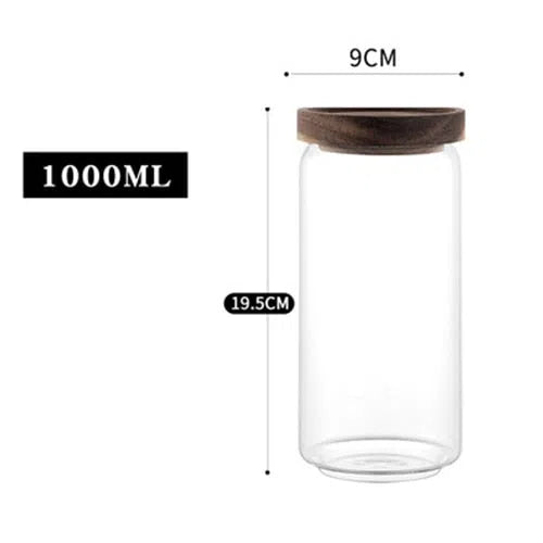 Pote de Vidro com Tampa Hermética em Madeira-Kasamô