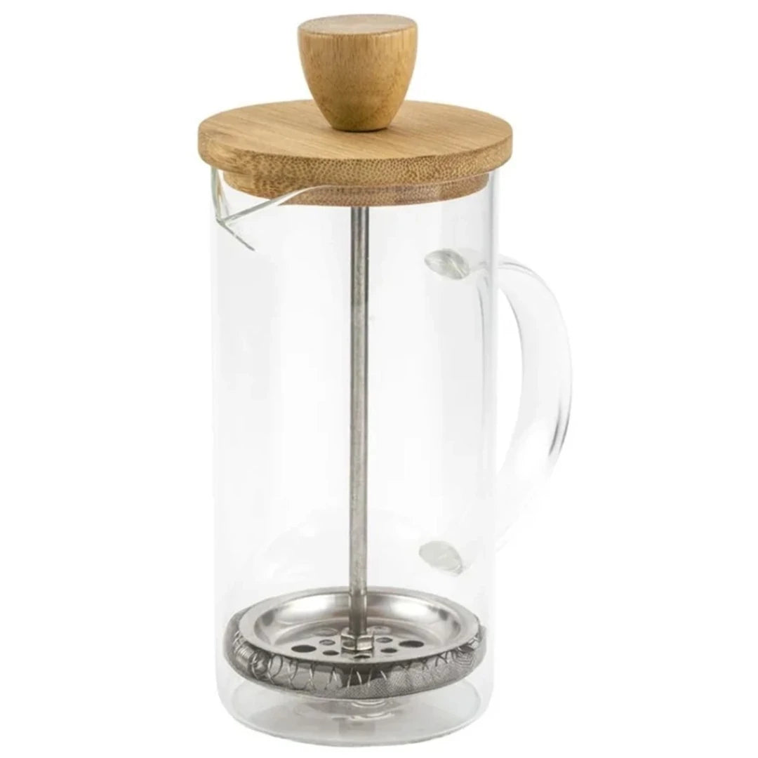 Cafeteira Prensa Francesa de Vidro Borossilicato com Tampa de Bambu - Kasamô