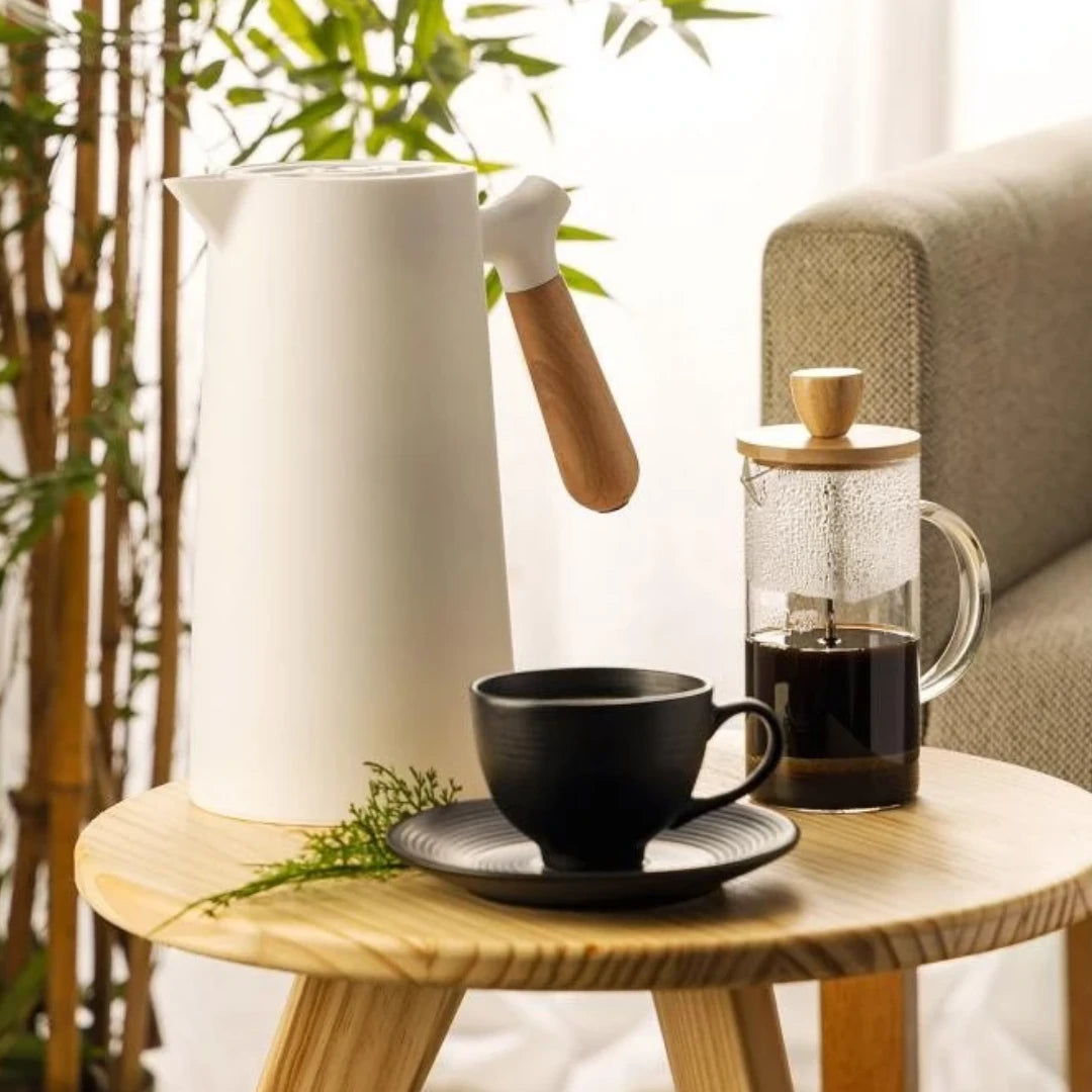 Cafeteira Prensa Francesa de Vidro Borossilicato com Tampa de Bambu - Kasamô