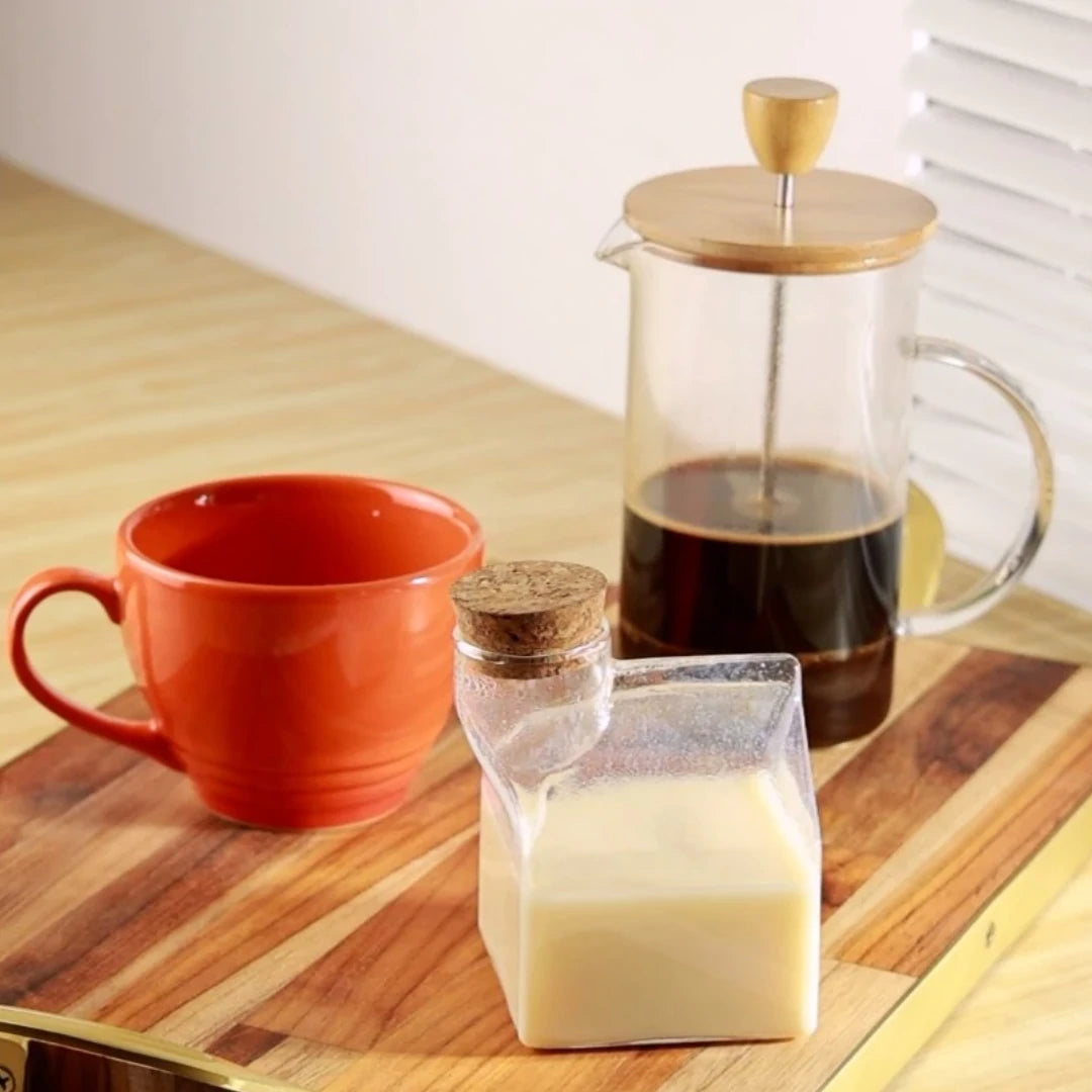 Cafeteira Prensa Francesa de Vidro Borossilicato com Tampa de Bambu - Kasamô