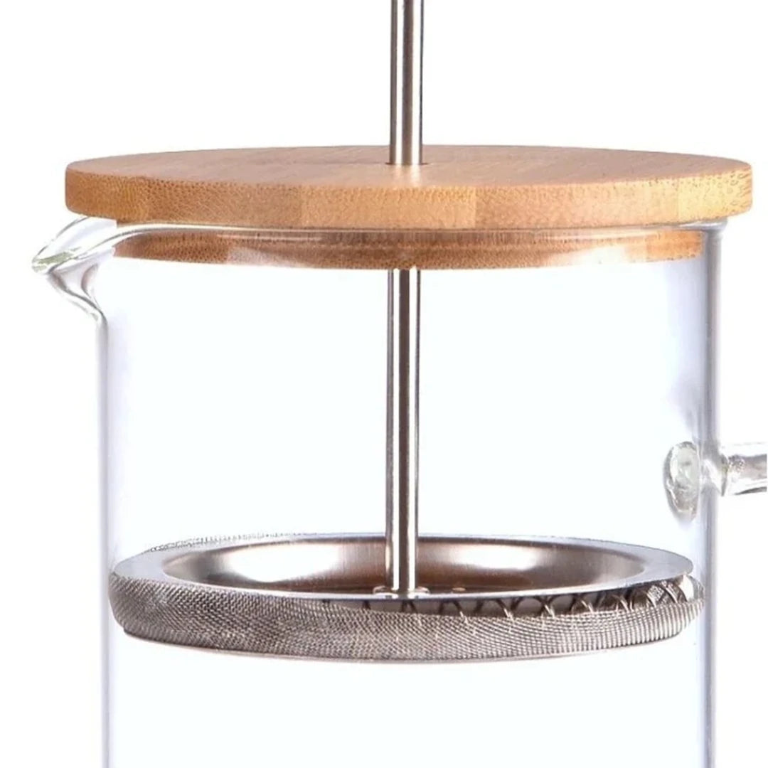 Cafeteira Prensa Francesa de Vidro Borossilicato com Tampa de Bambu - Kasamô