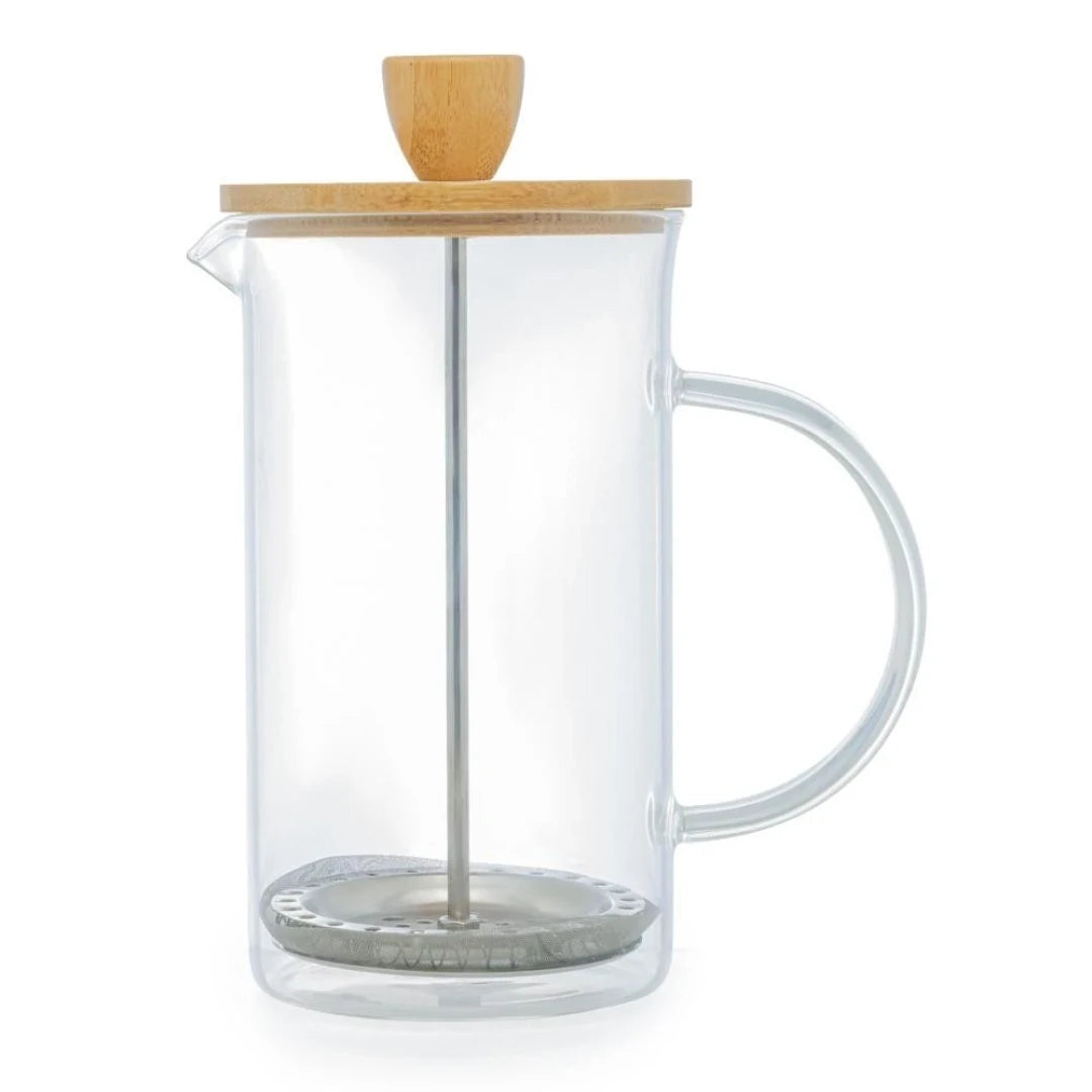 Cafeteira Prensa Francesa de Vidro Borossilicato com Tampa de Bambu - Kasamô
