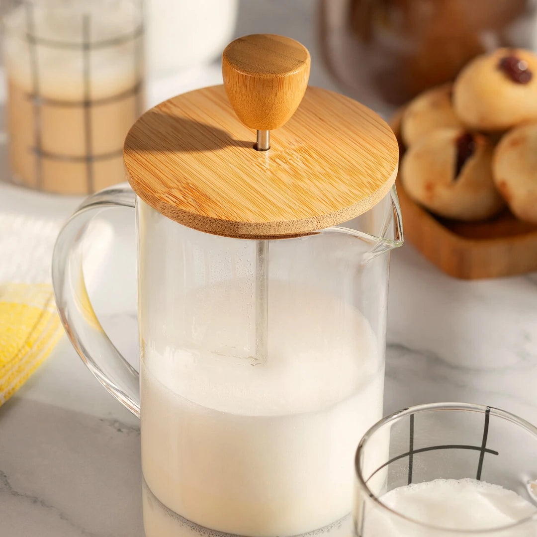 Cafeteira Prensa Francesa de Vidro Borossilicato com Tampa de Bambu - Kasamô