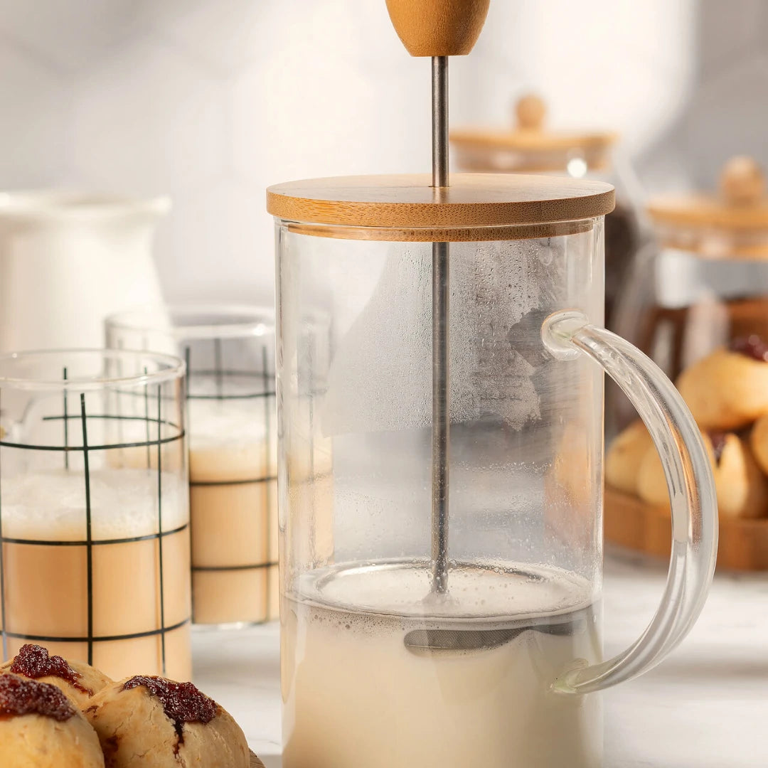 Cafeteira Prensa Francesa de Vidro Borossilicato com Tampa de Bambu - Kasamô