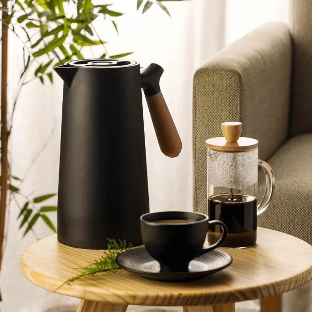 Cafeteira Prensa Francesa de Vidro Borossilicato com Tampa de Bambu - Kasamô