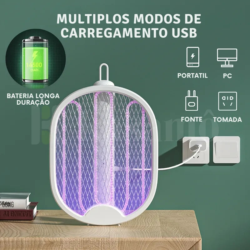 Raquete Mata-Mosquito MaxBolt™ - Com Ions de Atração-Kasamô
