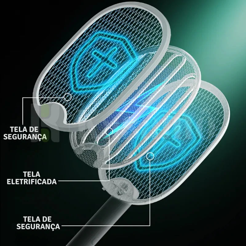 Raquete Mata-Mosquito MaxBolt™ - Com Ions de Atração-Kasamô
