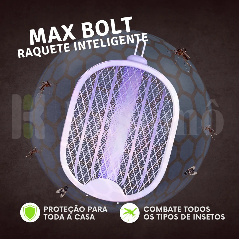 Raquete Mata-Mosquito MaxBolt™ - Com Ions de Atração-Kasamô