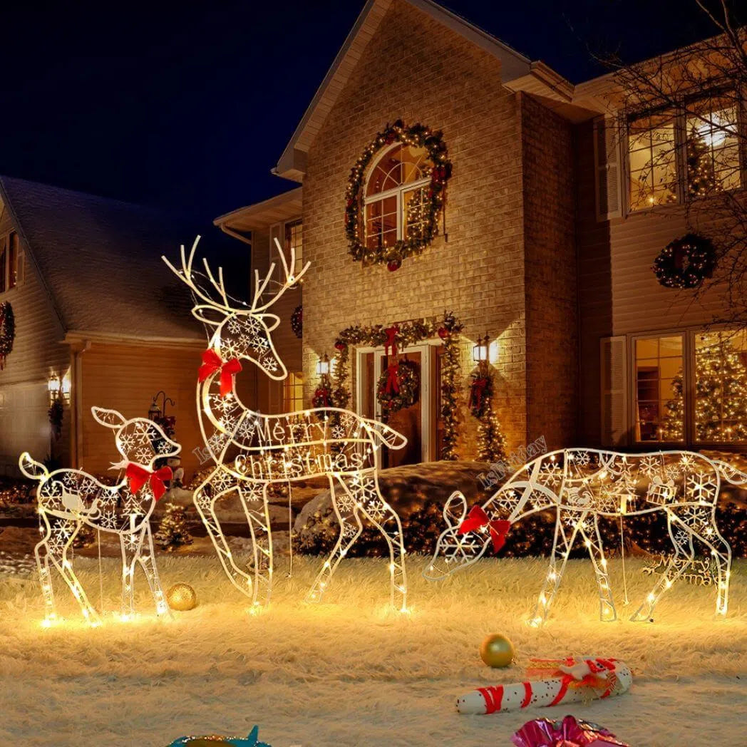 Renas de Led Decoração Natalina - Conjunto com 3-Kasamô