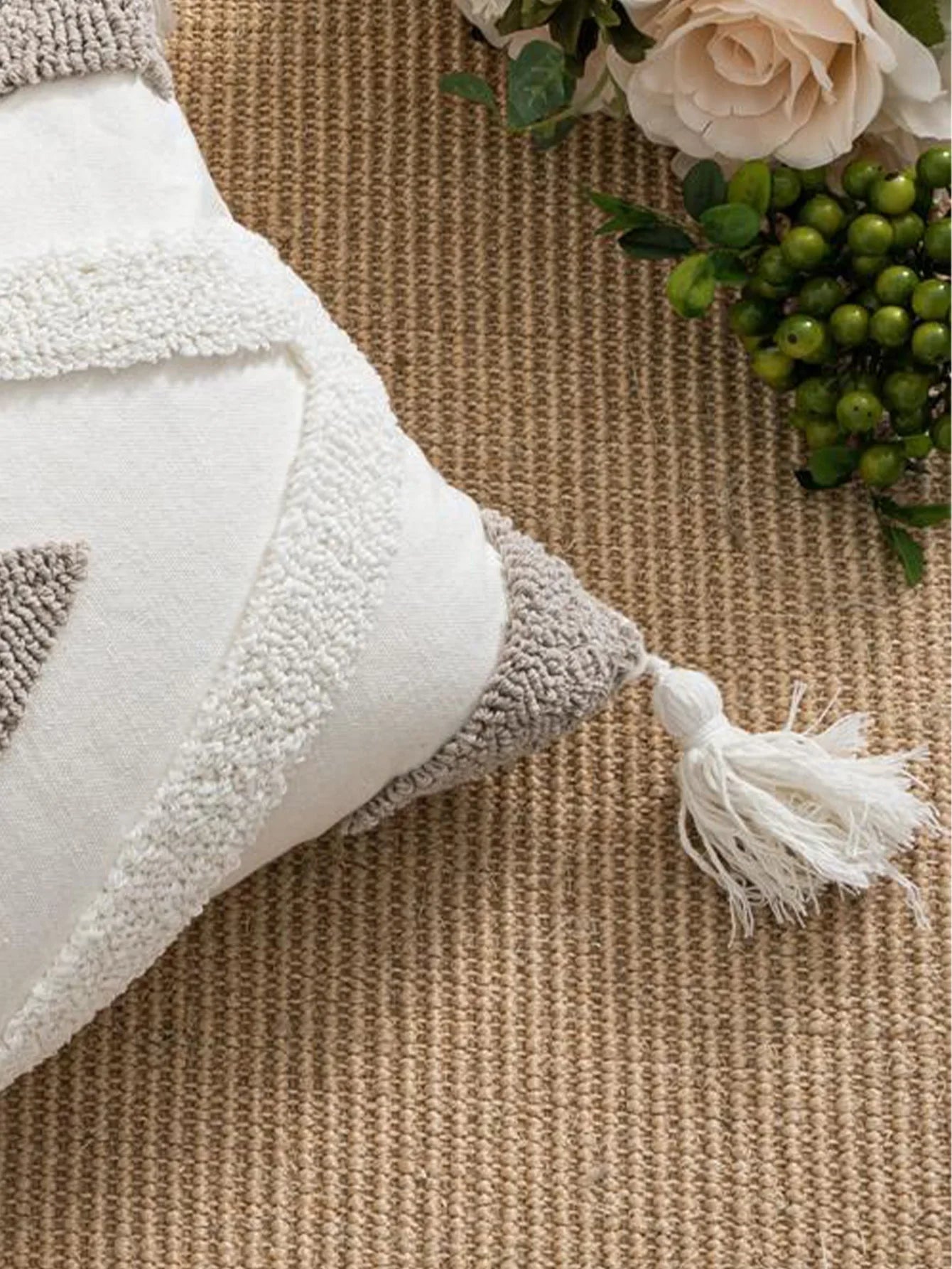 Capa de almofada serie Diamante Cinza em Algodão boêmio Bordado