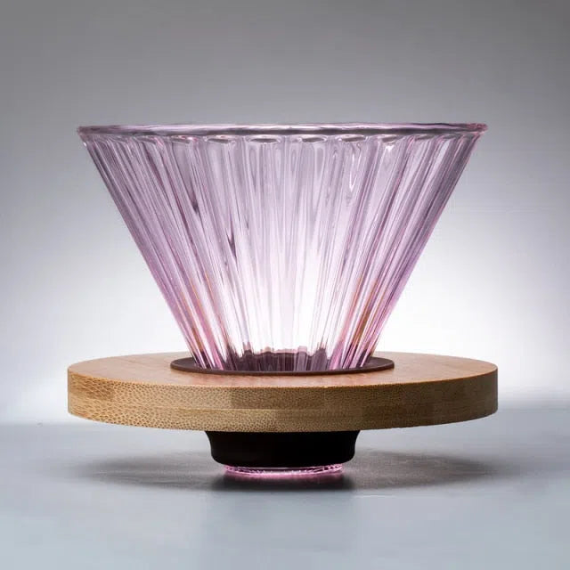 Suporte para Filtro de Café V60 em Vidro e Madeira Oliva - Coleção Rainbow-Kasamô