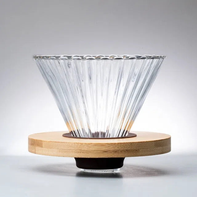Suporte para Filtro de Café V60 em Vidro e Madeira Oliva - Coleção Rainbow-Kasamô