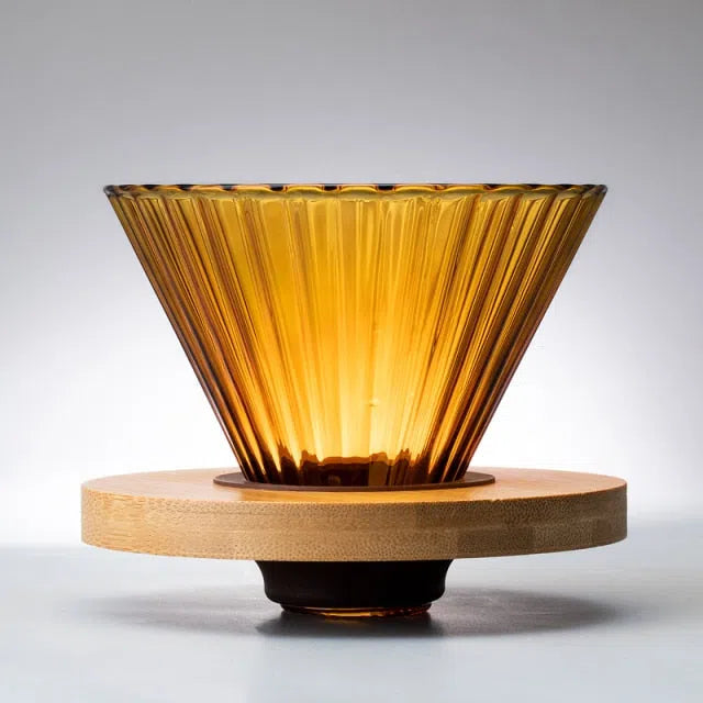 Suporte para Filtro de Café V60 em Vidro e Madeira Oliva - Coleção Rainbow-Kasamô