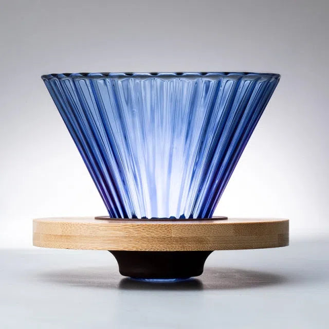 Suporte para Filtro de Café V60 em Vidro e Madeira Oliva - Coleção Rainbow-Kasamô