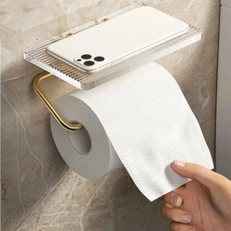 Suporte para Papel Higiênico - Elegância em Ouro e Prata-Kasamô