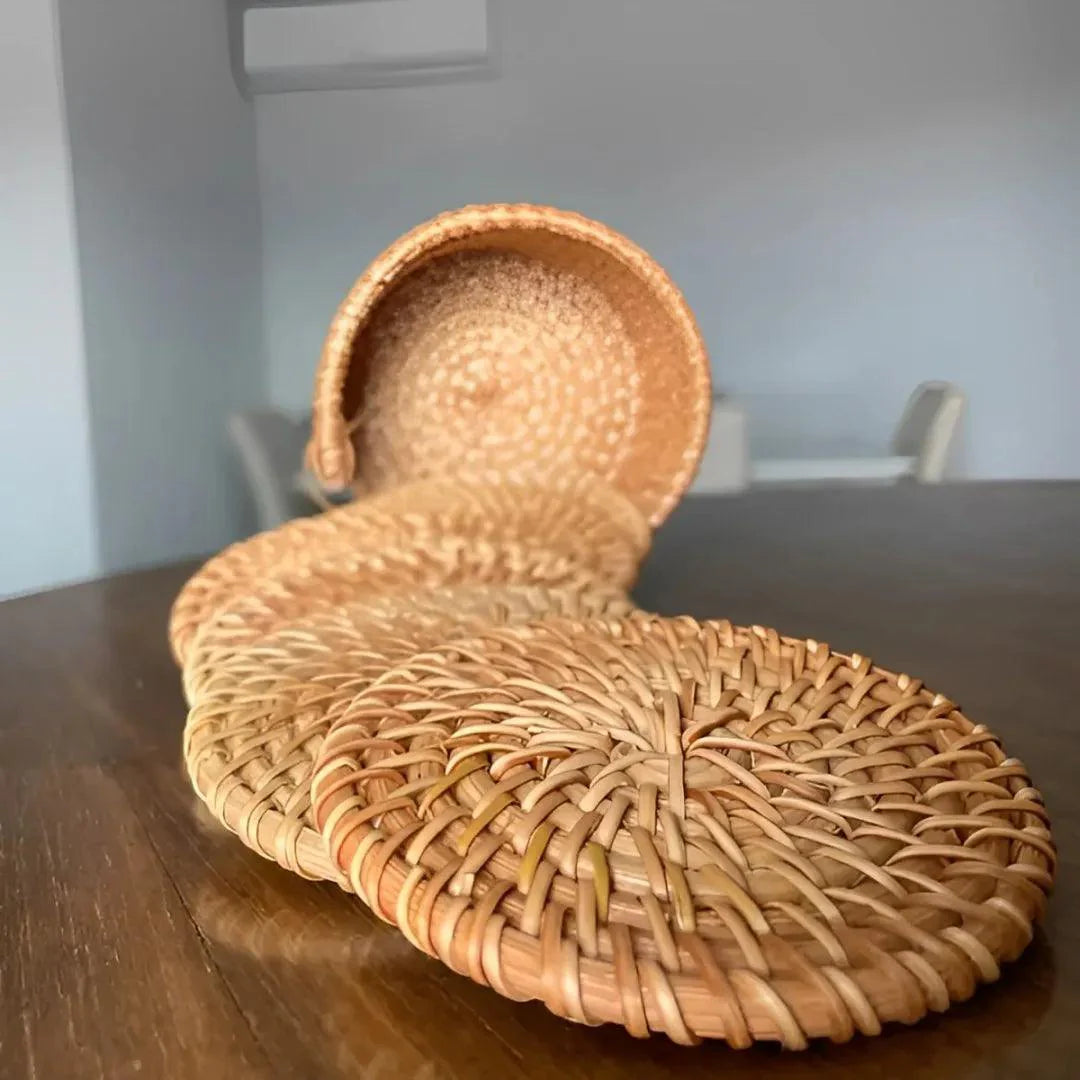 Suporte Copo Rattan Taipei de 6 peças + suporte - Kasamô