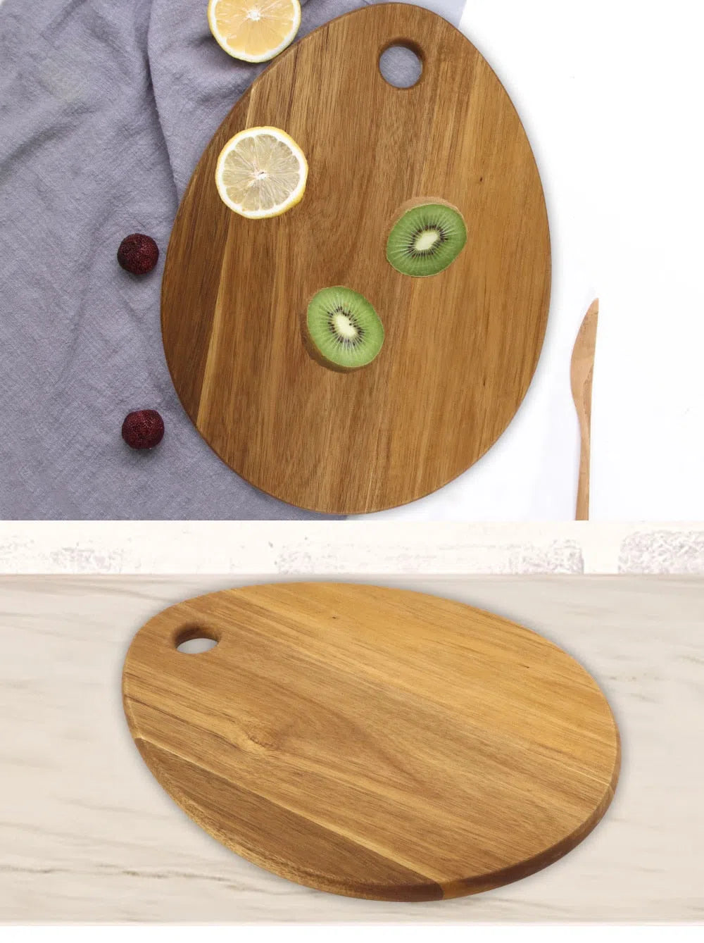 Tábua de Corte em Formato de Gota Madeira Nobre de Acácia-Kasamô