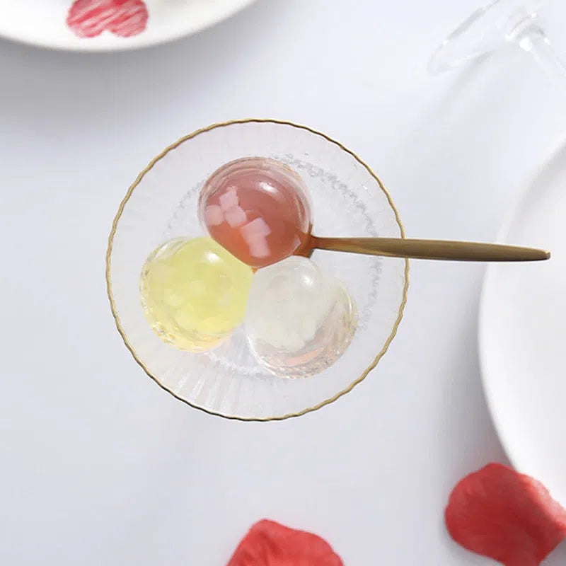 Taça de Vidro para Sobremesa com Borda Goldenline-Kasamô