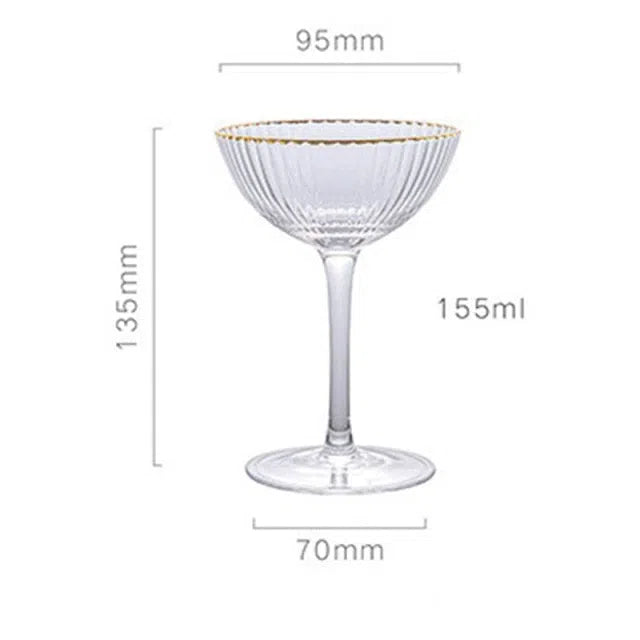 Taça de Vidro para Sobremesa com Borda Goldenline-Kasamô