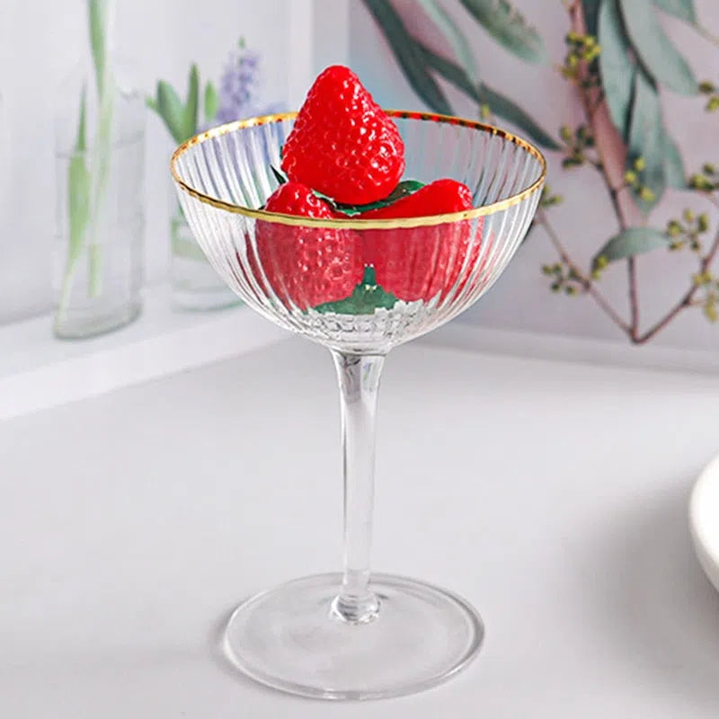 Taça de Vidro para Sobremesa com Borda Goldenline-Kasamô