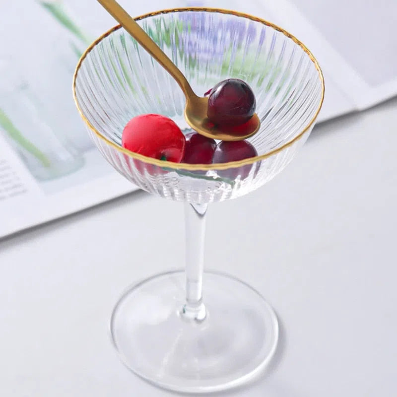 Taça de Vidro para Sobremesa com Borda Goldenline-Kasamô