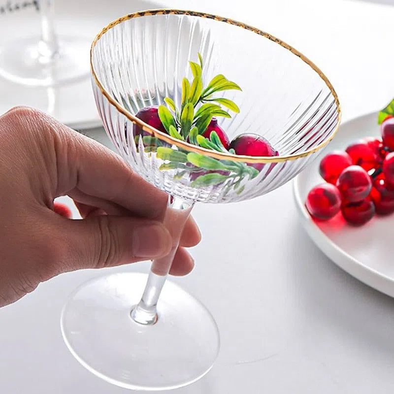 Taça de Vidro para Sobremesa com Borda Goldenline-Kasamô