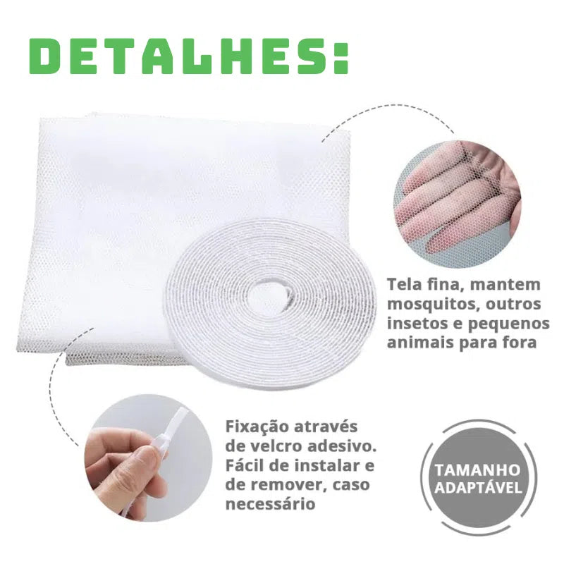 Tela Mosquiteira para Janelas Kasamô - Proteção Anti-dengue com Velcro Para Janelas-Kasamô