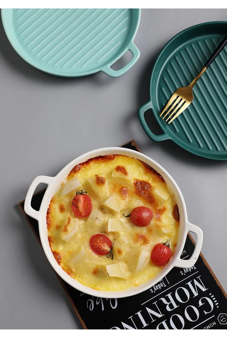 Travessa Redonda em Cerâmica Estilo Nórdico-Kasamô