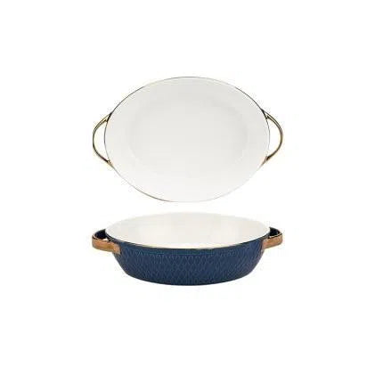 Travessa de Cerâmica Francesa com Alças Douradas-Kasamô