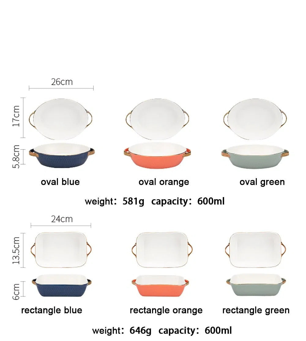 Travessa de Cerâmica Francesa com Alças Douradas-Kasamô