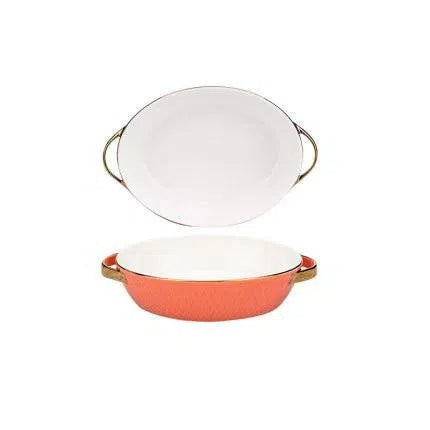 Travessa de Cerâmica Francesa com Alças Douradas-Kasamô