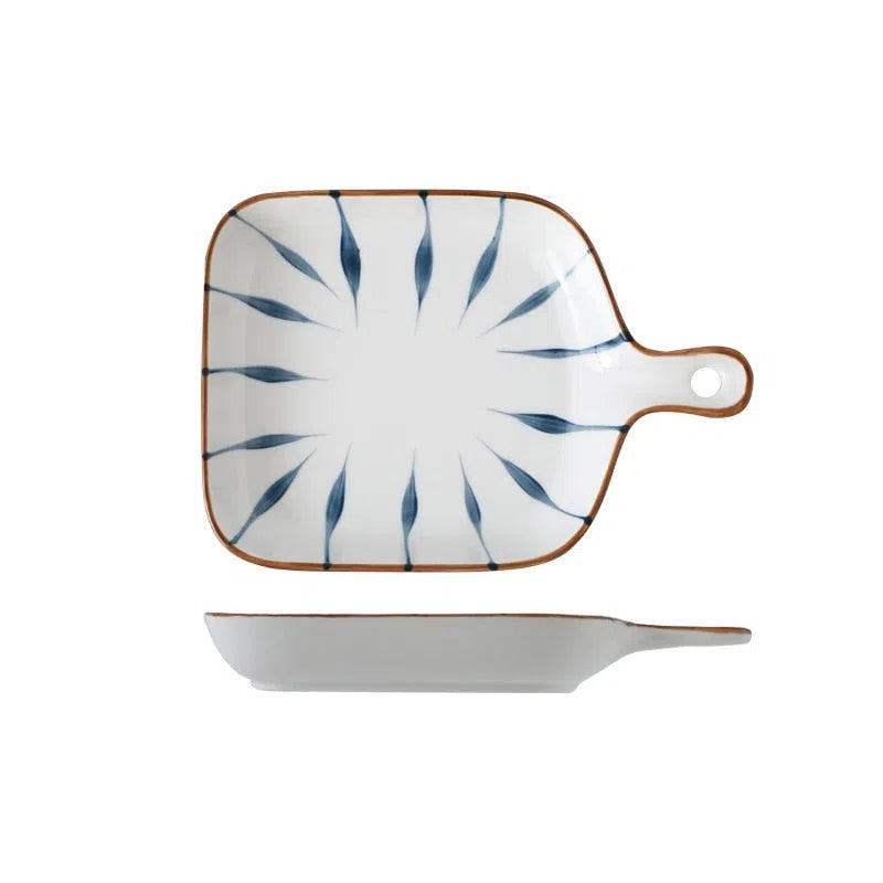 Travessa em Cerâmica Estilo Japonês Pintada à Mão-Kasamô