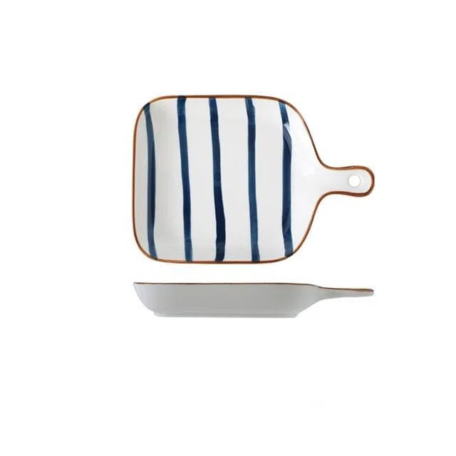 Travessa em Cerâmica Estilo Japonês Pintada à Mão-Kasamô