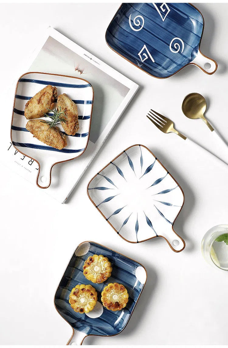 Travessa em Cerâmica Estilo Japonês Pintada à Mão-Kasamô