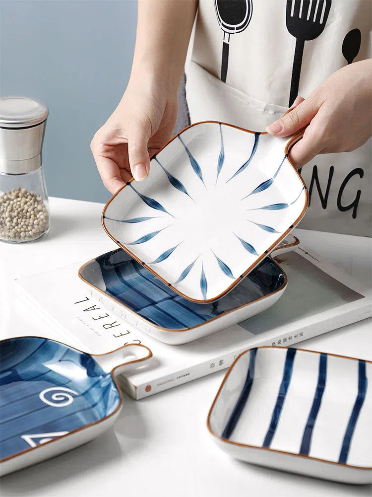 Travessa em Cerâmica Estilo Japonês Pintada à Mão-Kasamô