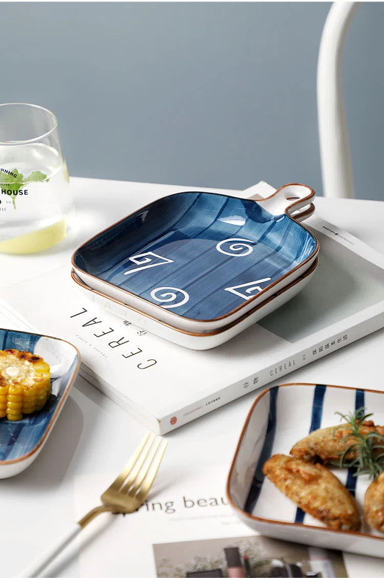 Travessa em Cerâmica Estilo Japonês Pintada à Mão-Kasamô