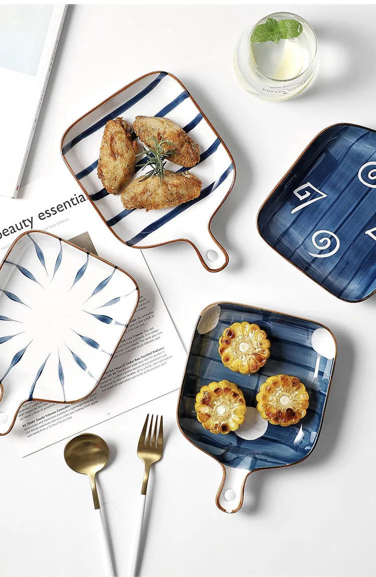 Travessa em Cerâmica Estilo Japonês Pintada à Mão-Kasamô