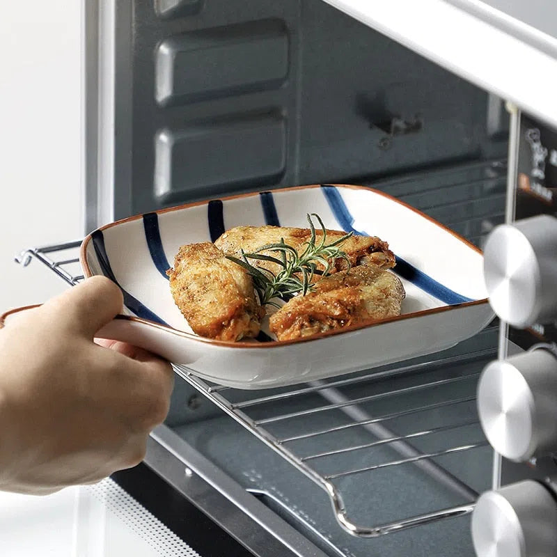 Travessa em Cerâmica Estilo Japonês Pintada à Mão-Kasamô