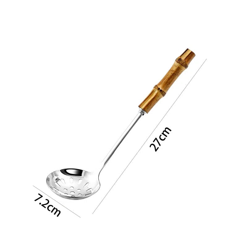 Utensílios de Cozinha em Aço Inox e Cabo em Bambu Natural-Kasamô