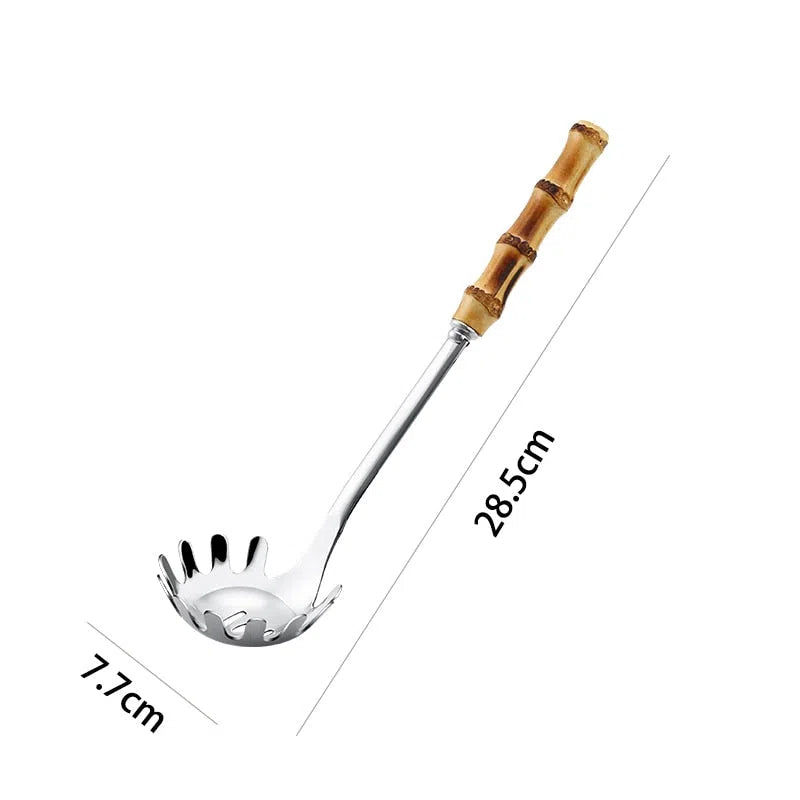 Utensílios de Cozinha em Aço Inox e Cabo em Bambu Natural-Kasamô