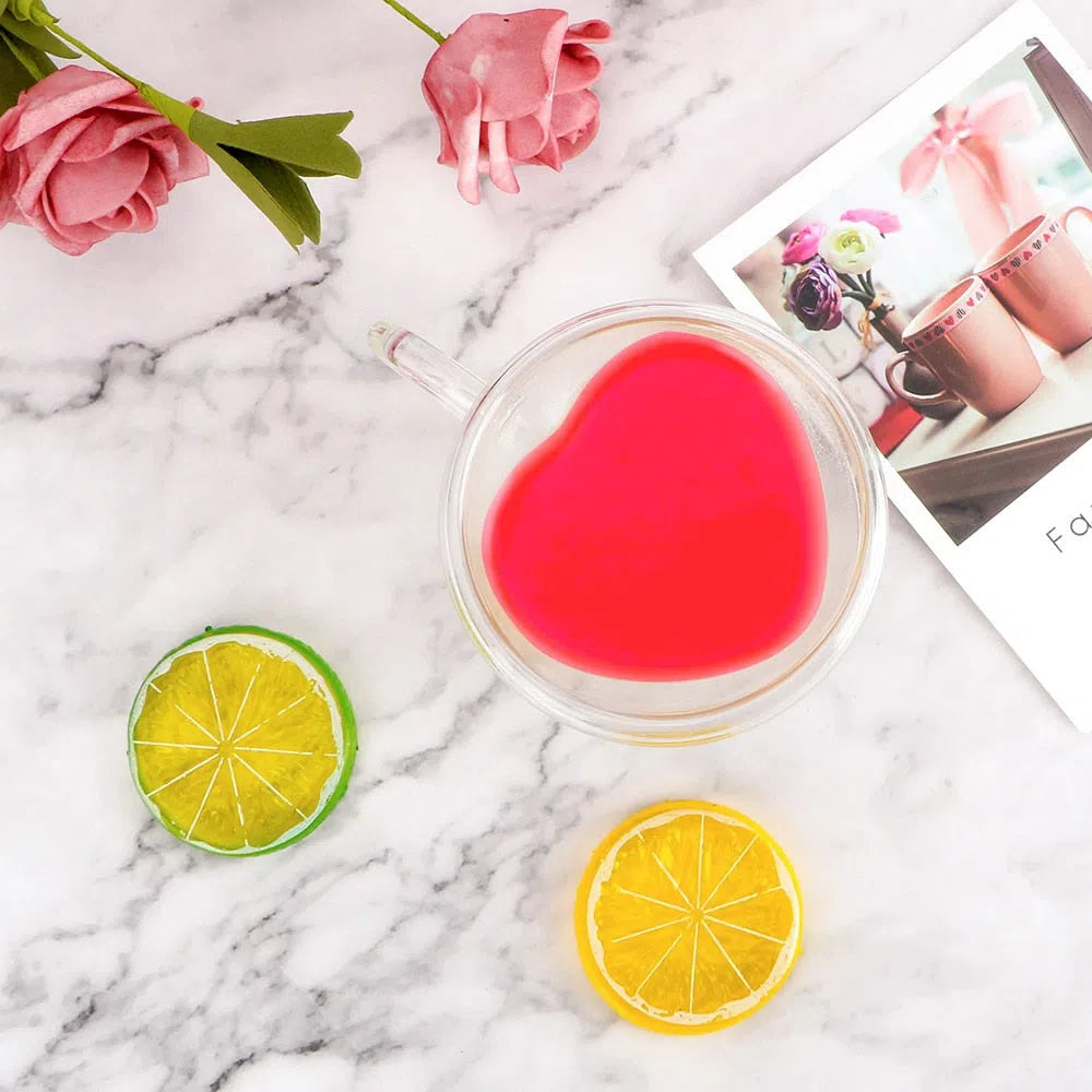 Xícara Vidro Duplo de Coração - 180ml ou 240ml-Kasamô