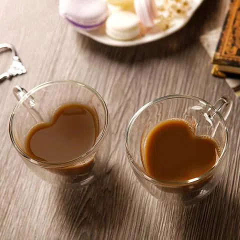 Xícara Vidro Duplo de Coração - 180ml ou 240ml-Kasamô