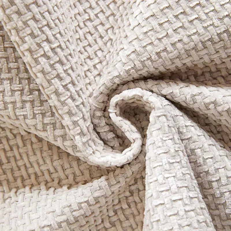 Capa para Sofá Chenille Antiderrapante com Bordado Branco