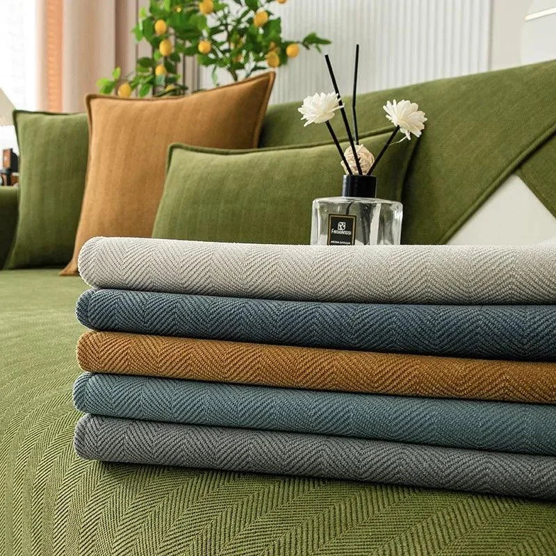 Capa Protetora para Sofá de Chenille Antiderrapante Cinza