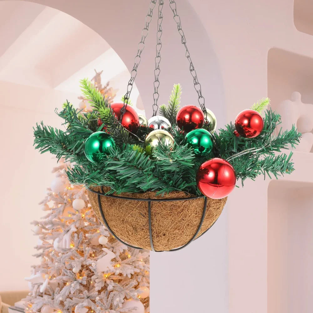 Cesta Suspensa Natalina com Luzes Led Multicoloridas Kasamô